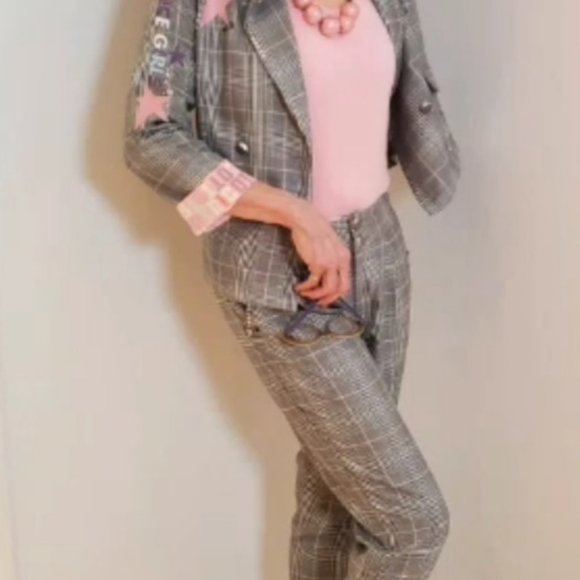 Plaid Suit Pink/Grey  Tricotto label SZ 8 - Picture 7 of 11